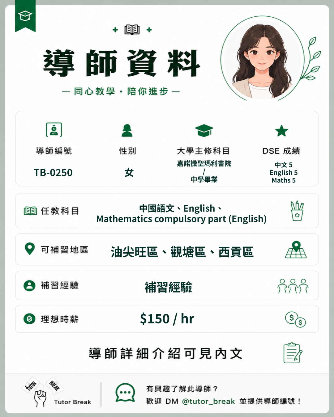 TB-0250 approved tutor poster